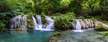 Stunning Mele Maat Cascades in Port Vila, Efate Island, Vanuatu, South Pacificの写真素材