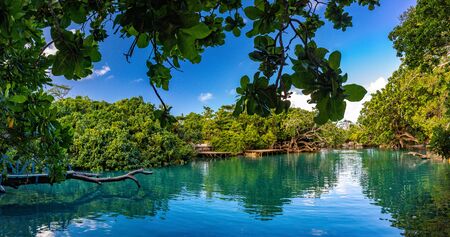 The Blue Lagoon, Port Vila, Efate, Vanuatu - famous tourist destinationの写真素材