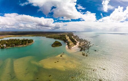 Aerial drone view of Beelbi Creek,  Hervery Bay, Queensland, Australiaの写真素材