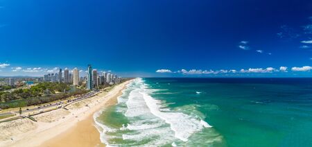 Surfers Paradise beach from an aerial drone perspective, Gold Coast, Queensland, Australiaの写真素材