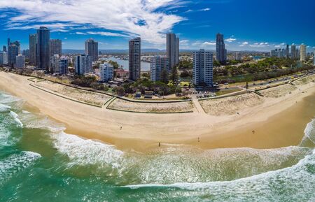 Surfers Paradise beach from an aerial drone perspective, Gold Coast, Queensland, Australiaの写真素材