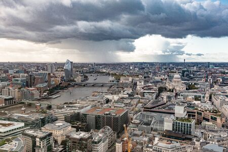 View over the Thames and city of London from the Sky Garden, United Kingdom.の写真素材