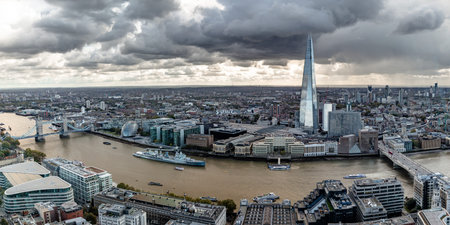 View over the Thames and city of London from the Sky Garden, United Kingdom.