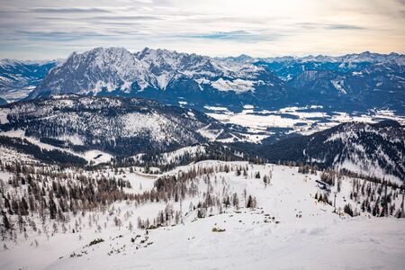 Tauplitz Alm close to Bad Mitterndorf in Styria, Austria, in winter.の写真素材