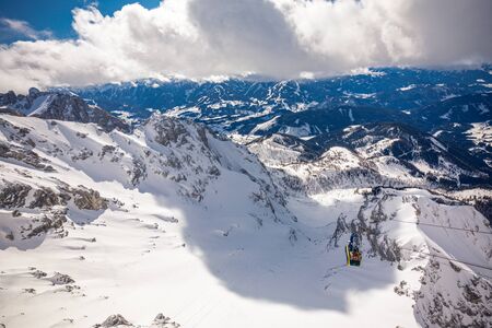 The snowy winter panorama of Dachstein Alps, Austria.の写真素材