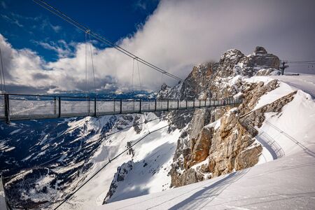 The snowy winter panorama of Dachstein Alps, Austria.の写真素材