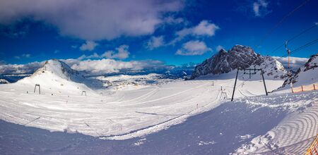 The snowy winter panorama of Dachstein Alps, Austria.の写真素材
