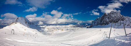 The snowy winter panorama of Dachstein Alps, Austria.の写真素材
