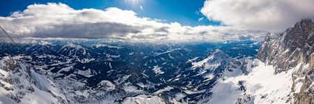 The snowy winter panorama of Dachstein Alps, Austria.の写真素材
