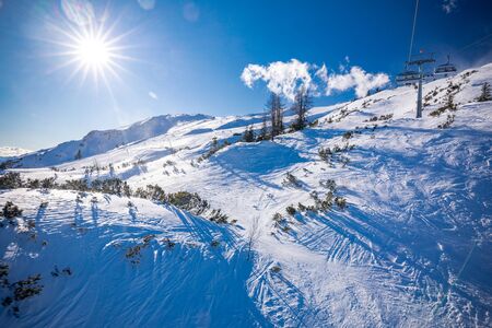 Tauplitz Alm close to Bad Mitterndorf in Styria, Austria, in winter.の写真素材