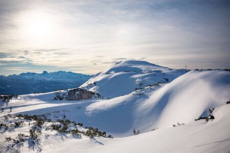 Tauplitz Alm close to Bad Mitterndorf in Styria, Austria, in winter.の写真素材