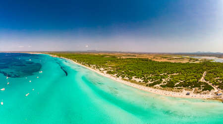 Summer on Majorca Es Trenc ses Arenes beach in Balearic Islands, Spainの写真素材