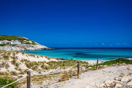 Beautiful sandy beach of Cala Mesquida, Mallorca, Mediterranean Sea, Balearic islands, Spainの写真素材