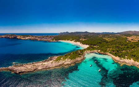 Cala Agulla with amazing sand beach Spain, Balearic Islands, Mallorca, Cala Rajadaの写真素材