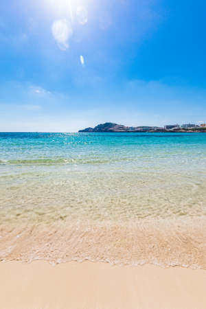 Cala Agulla with amazing sand beach Spain, Balearic Islands, Mallorca, Cala Rajadaの写真素材