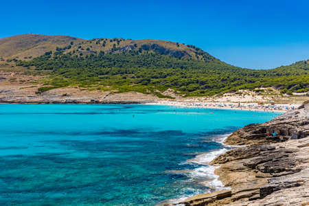 Beautiful sandy beach of Cala Mesquida, Mallorca, Mediterranean Sea, Balearic islands, Spainの写真素材