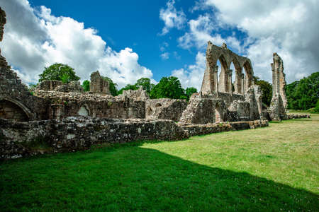 Ruins of Bayham Abbey, East Sussex, England, UK - church, chapter house and gatehouseの写真素材