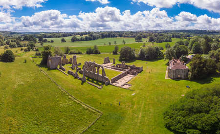 Ruins of Bayham Abbey, East Sussex, England, UK - church, chapter house and gatehouseの写真素材