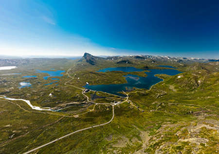 Hiking in amazing Jotunheimen National Park in Norway, Synshorn Mountainの写真素材