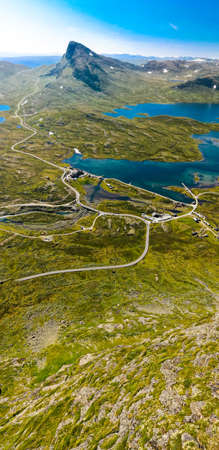 Hiking in amazing Jotunheimen National Park in Norway, Synshorn Mountainの写真素材