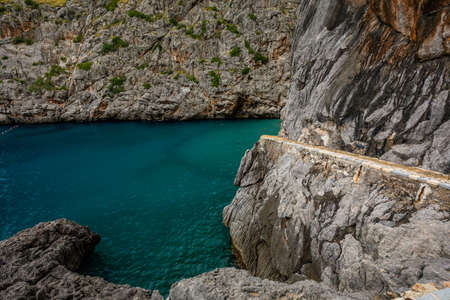 Torrent de Pareis - deepest canyon amd anazing mountains of Mallorca island, Spainの写真素材