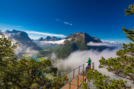 Rampestreken in Andalsnes, Norway. A famous tourist track and viewpoint.の写真素材
