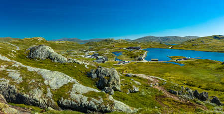 Hiking in amazing Jotunheimen National Park in Norway, Synshorn Mountainの写真素材