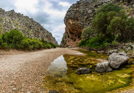 Torrent de Pareis - deepest canyon amd anazing mountains of Mallorca island, Spainの写真素材