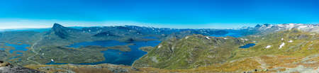 Hiking in amazing Jotunheimen National Park in Norway, Synshorn Mountainの写真素材