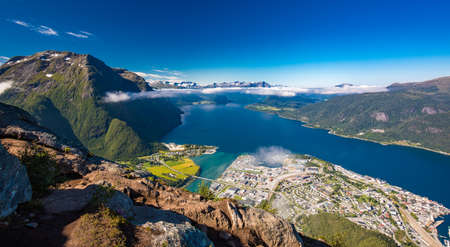 Rampestreken in Andalsnes, Norway. A famous tourist track and viewpoint.の写真素材