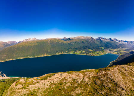 Rampestreken in Andalsnes, Norway. A famous tourist track and viewpoint.の写真素材