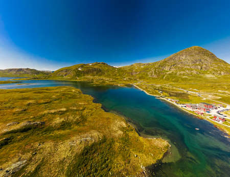 Hiking in amazing Jotunheimen National Park in Norway, Synshorn Mountainの写真素材