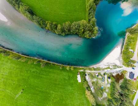 Rauma river valley near Soggebru camping, Norwayの写真素材