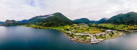Voll Rauma village and lake Romsdalsfjorden, Norwayの写真素材