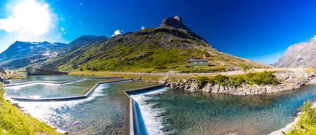 Trollstigen or Trolls Path is a serpentine mountain road in Rauma Municipality in Norwayの写真素材
