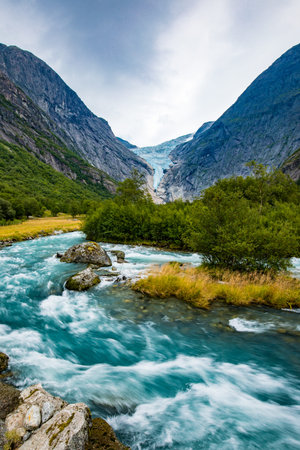 Briksdalsbreen is a glacier arm of Jostedalsbreen, and a lake, Briksdalsbre, Norway