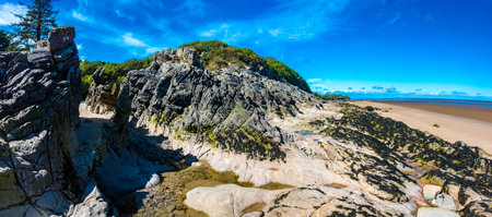 Powillimount beach coastline in Dumfries and Galloway, South West Scotlandの写真素材