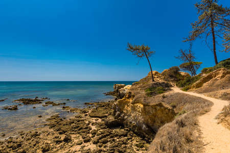 Aerial drone panoramic shots of Praia da Balaia and Praia de Santa Eulalia Portugal, Algarve Albufeiraの写真素材