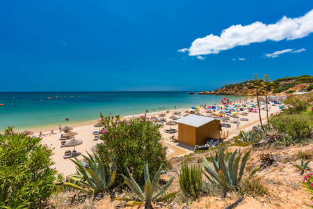 Aerial drone panoramic shots of Praia da Balaia and Praia de Santa Eulalia Portugal, Algarve Albufeiraの写真素材