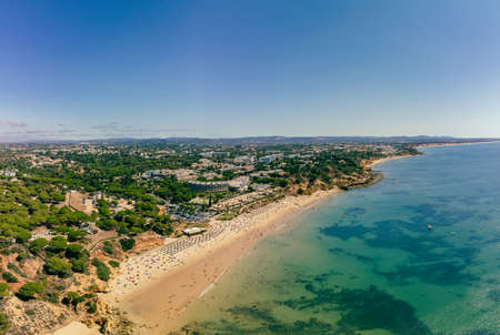 Aerial drone panoramic shots of Praia da Balaia and Praia de Santa Eulalia Portugal, Algarve Albufeiraの写真素材