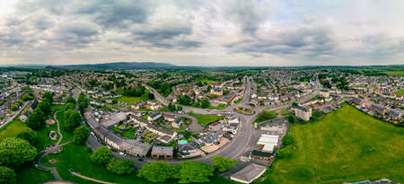 Aerial of Stirling suburb area near Robert Bruce Monument, UK, Scotlandの写真素材