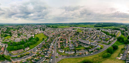 Aerial of Stirling suburb area near Robert Bruce Monument, UK, Scotlandの写真素材
