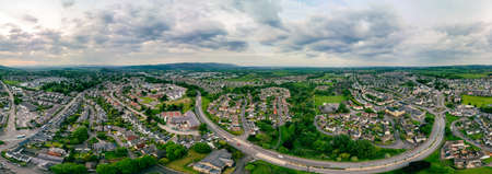 Aerial of Stirling suburb area near Robert Bruce Monument, UK, Scotlandの写真素材