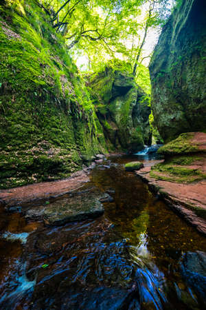 Devilâs Pulpit gorge, near Glasgow, Scotland, UKの写真素材