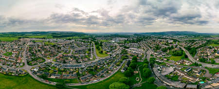 Aerial of Stirling suburb area near Robert Bruce Monument, UK, Scotlandの写真素材