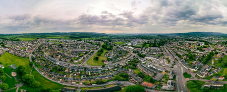 Aerial of Stirling suburb area near Robert Bruce Monument, UK, Scotlandの写真素材