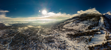 View of the High Tatras mountains from Hrebienok located in the Tatra National park, Slovakiaの写真素材