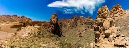 Amazing volcanic rock formations, Roques de Garcia, Tenerife, Canary Islands, Spainの写真素材