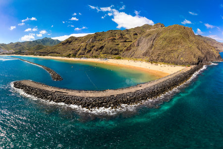 One of the best beaches of Tenerife, Playa de Las Teresitas, Spain, Canary Islandsの写真素材
