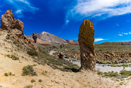 Amazing volcanic rock formations, Roques de Garcia, Tenerife, Canary Islands, Spainの写真素材